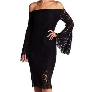 Bardot Solange Off Shoulder Lace eyelash trim Dress 6